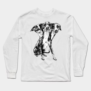 Three Headed Greyhound Cerberus Dog Long Sleeve T-Shirt